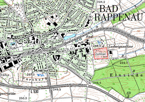 Karte Bad Rappenau mit ZeitWald